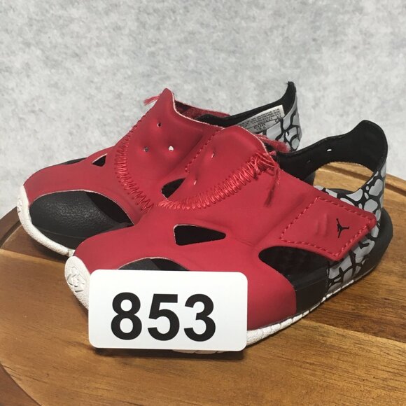 Nike Air Jordan Flare Sandals Toddler Size 4 Red Black Adjustable Water Sandals - Picture 11 of 11